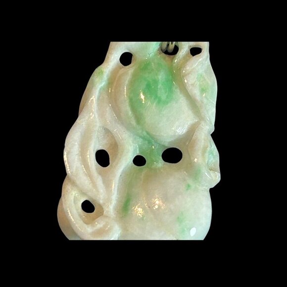 Chinese Vintage Hand Carved Jadeite Fruit Pendant Gold Bezel - Picture 4 of 7